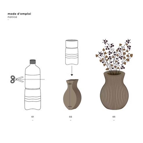 Vase en carton pliable recyclé - boule
