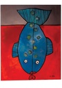 Peinture acrylique sur toile / poisson bleu coeur* création française