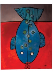 Peinture acrylique sur toile / poisson bleu coeur* création française