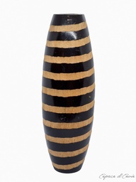 [0523001] Vase en bois sculpté naturel et noir*